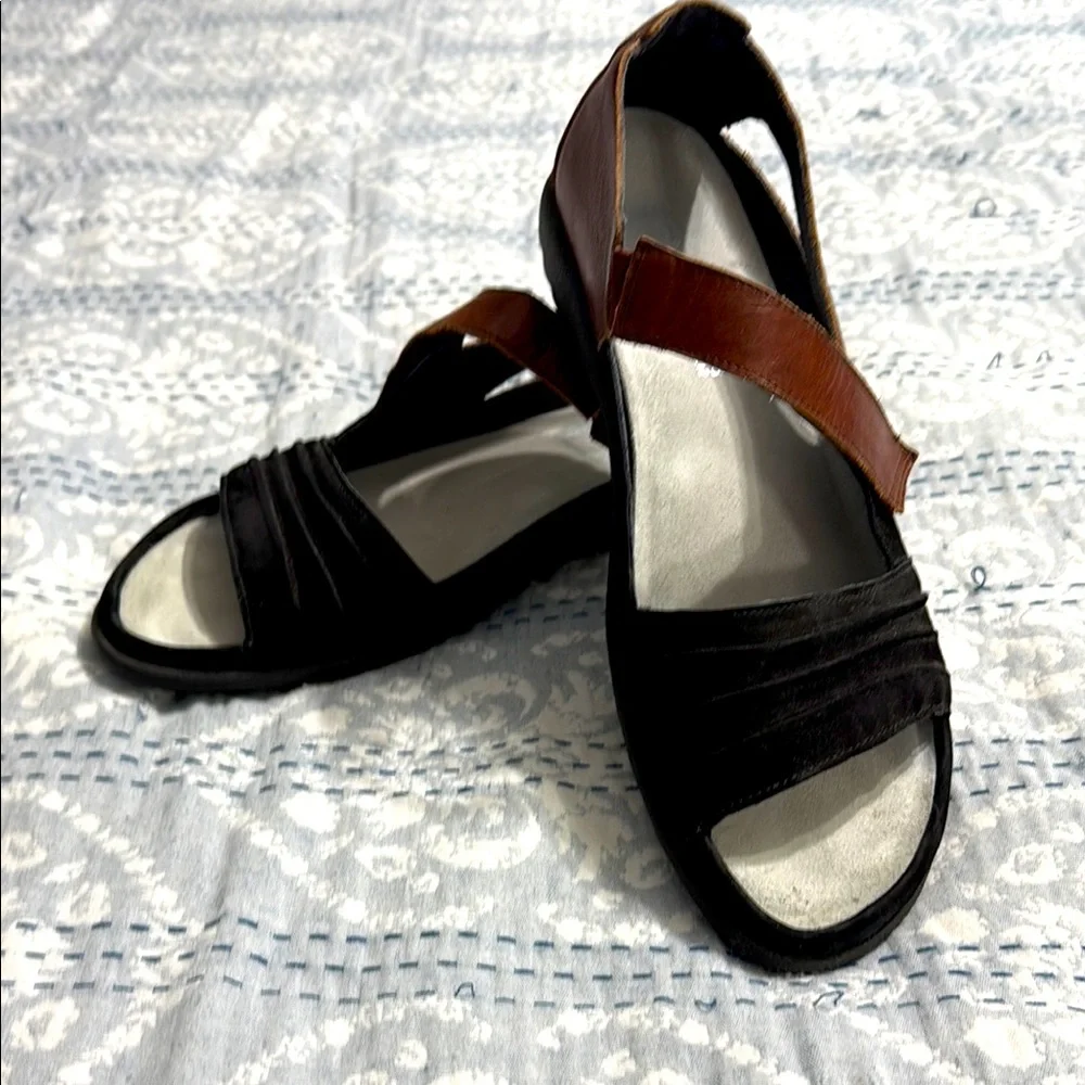 Naot Black and Brown Sandals with Cushioned Footbed - Picture 1 of 7